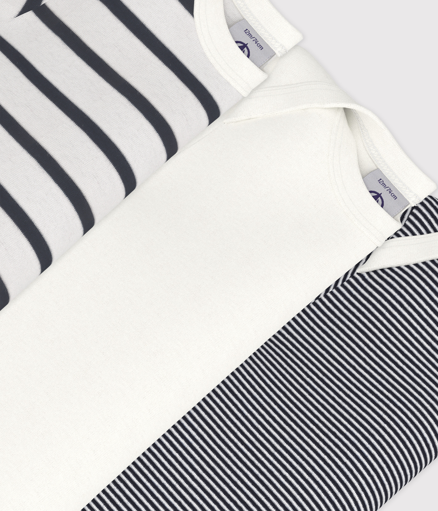 Petit Bateau – Set van 3 babyrompertjes met korte mouwen