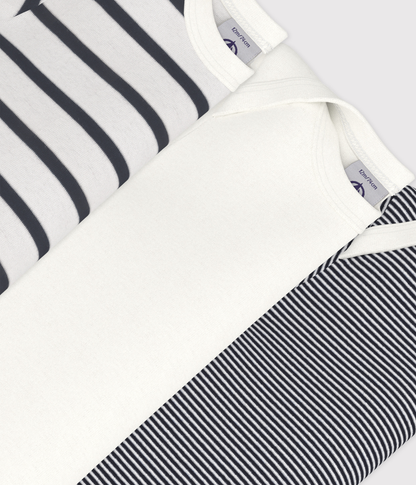Petit Bateau – Set van 3 babyrompertjes met korte mouwen