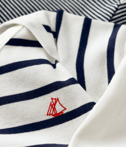 Petit Bateau – Set van 3 babyrompertjes met korte mouwen