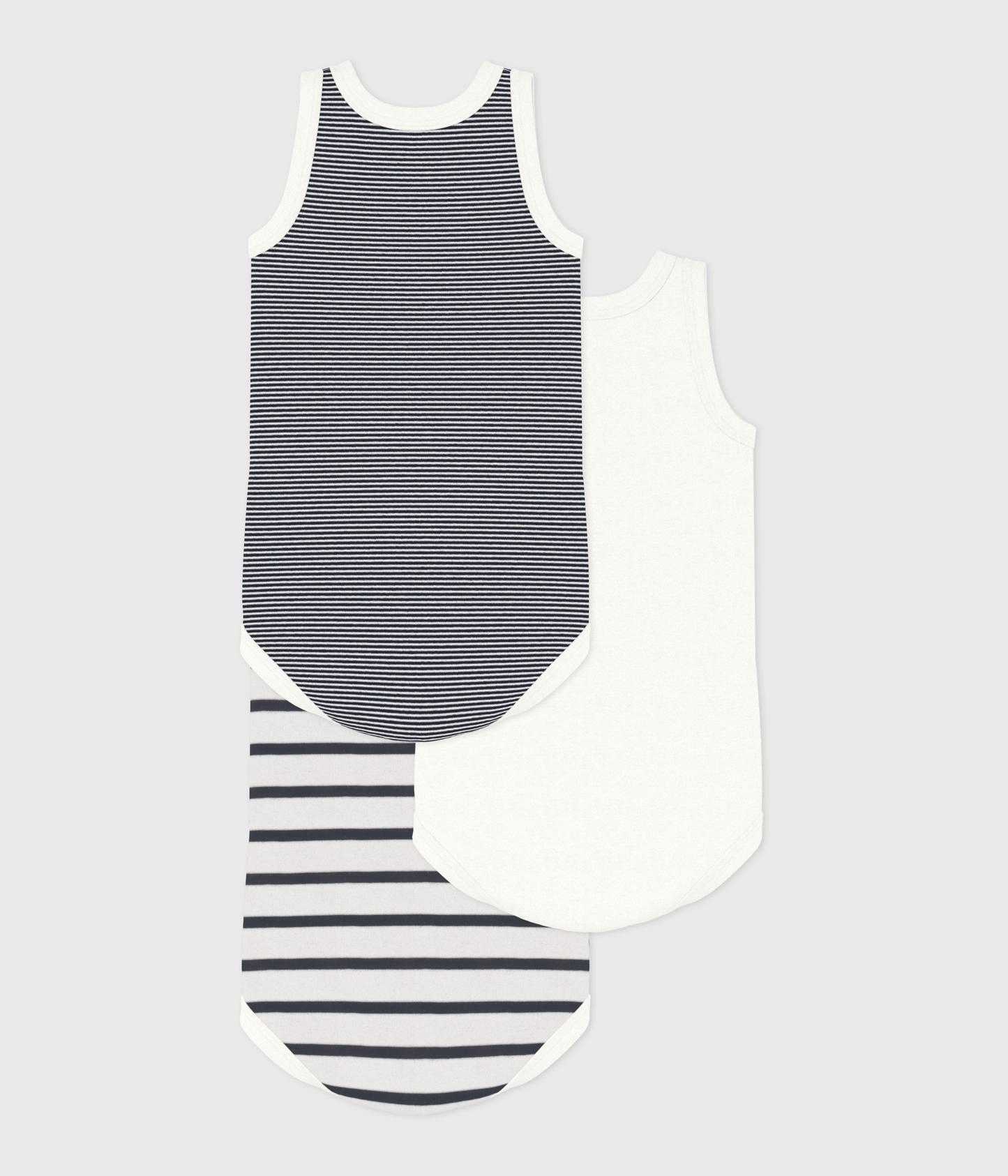 Petit Bateau – Set van 3 mouwloze body's voor baby's