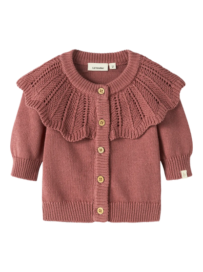 Lil' Atelier - Baby Vest NBFNODA LS Gebreid Vest | Withered Rose