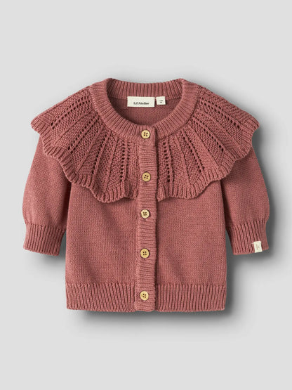Lil' Atelier - Baby Vest NBFNODA LS Gebreid Vest | Withered Rose