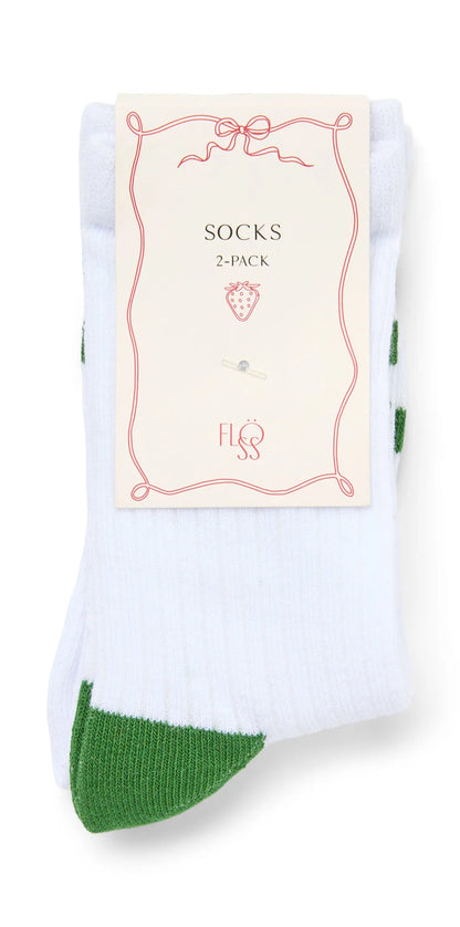 Flöss - Vitus Socks 2-Pack White Green Tennis