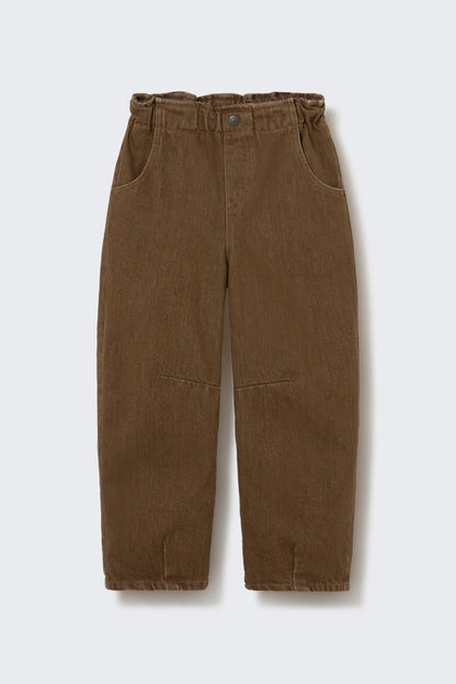 Cozmo - Washed Color Denim Paperbag Broek | Brown