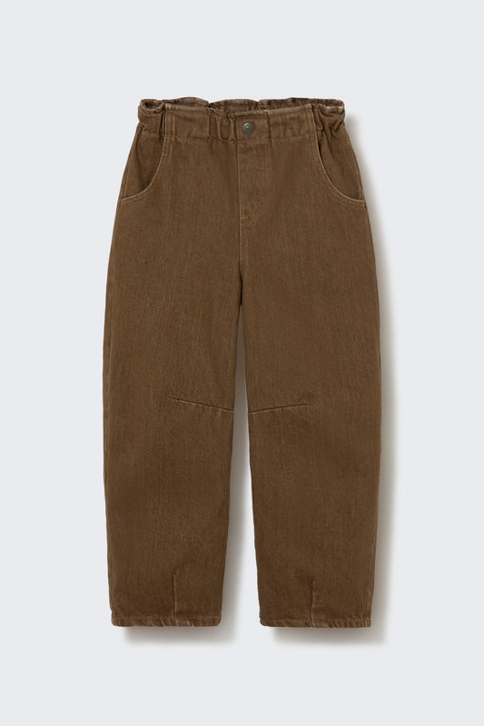 Cozmo - Washed Color Denim Paperbag Broek | Brown