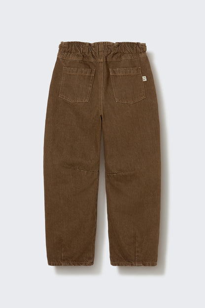 Cozmo - Washed Color Denim Paperbag Broek | Brown