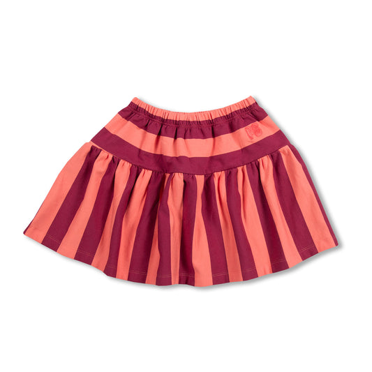 Petit Blush - Ruffle Skirt Stripe Peach Bordeaux