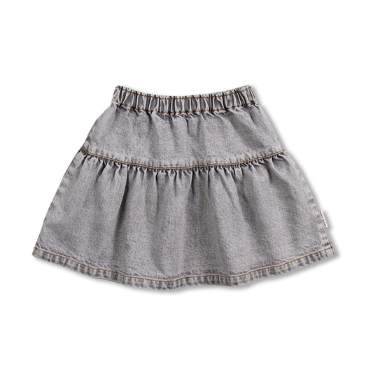Petit Blush - Jeans Ruffle Skirt Grey