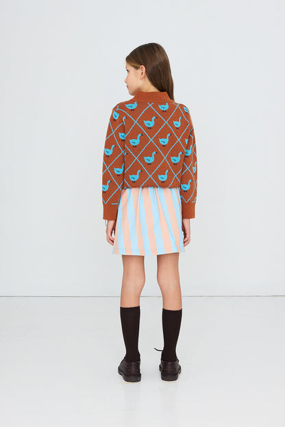 Tinycottons - Swans Blue Mockneck Sweater | Brown