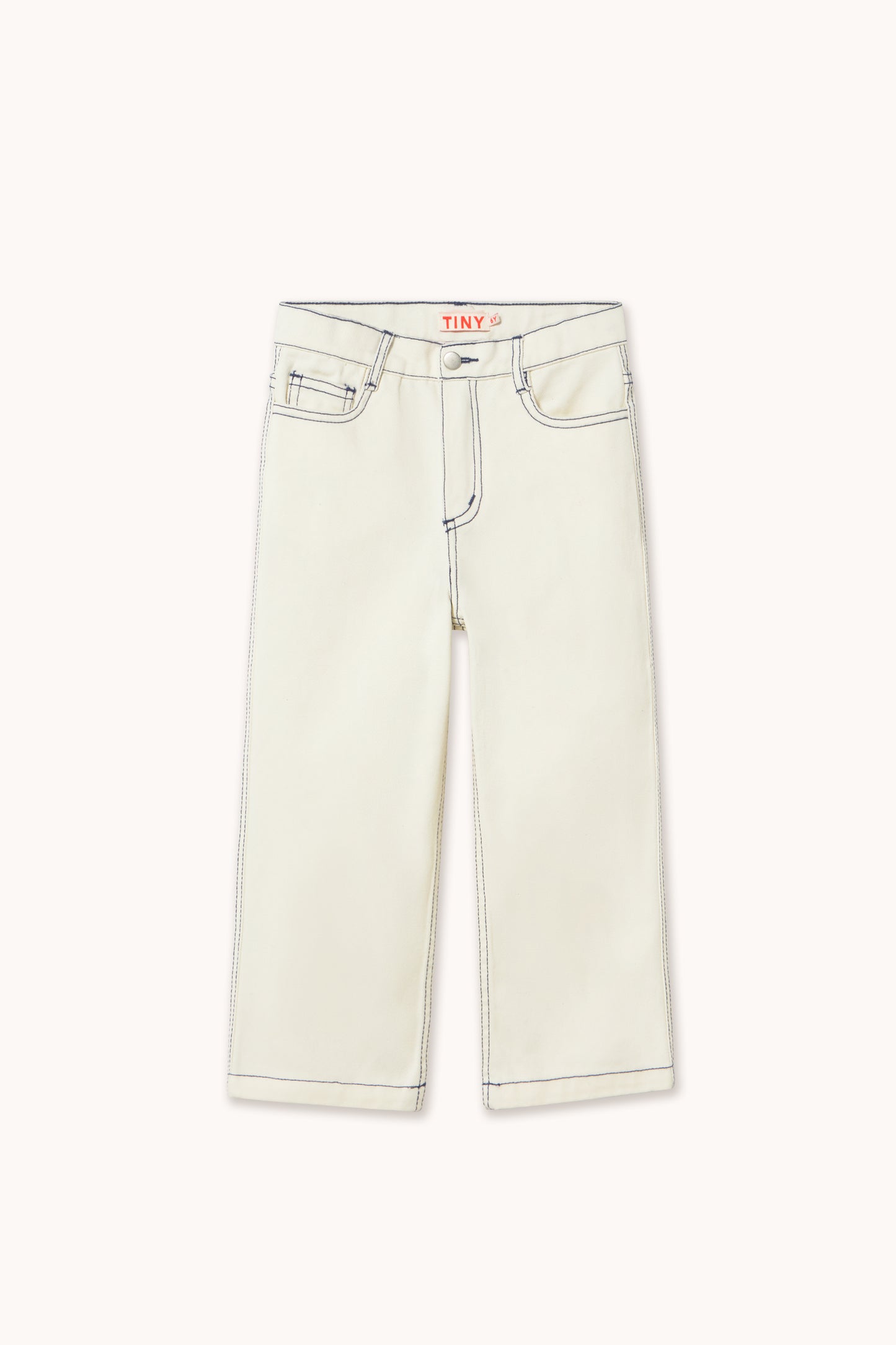 Tinycottons - Contrast Blue Denim Jeans Off-White | Unisex Jeans AW26