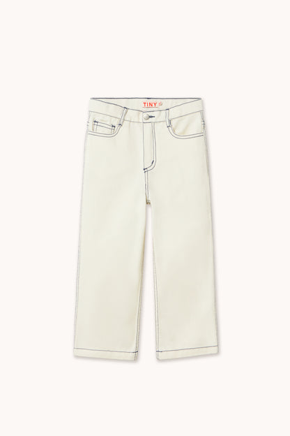 Tinycottons - Contrast Blue Denim Jeans Off-White | Unisex Jeans AW26