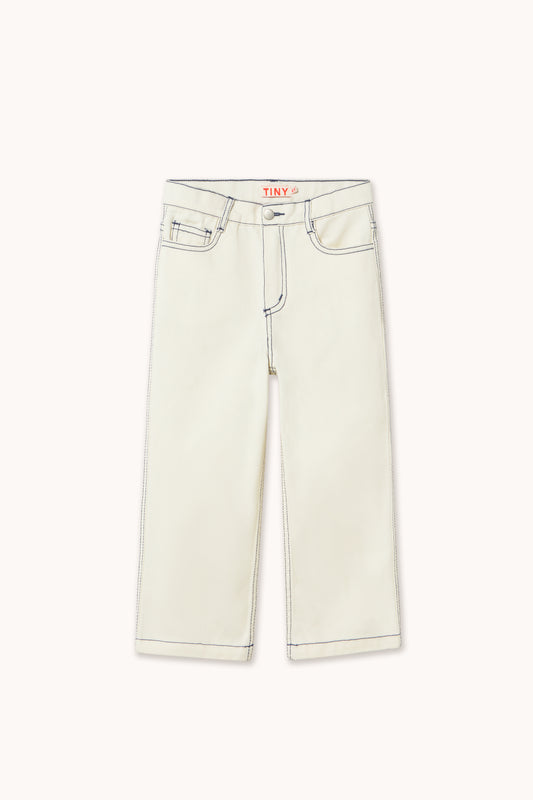 Tinycottons - Contrast Blue Denim Jeans Off-White | Unisex Jeans AW26