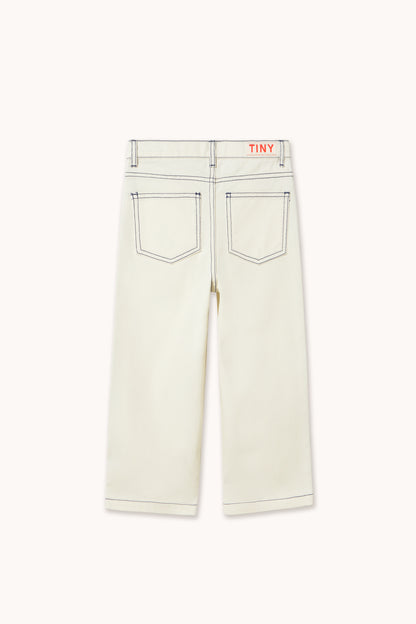 Tinycottons - Contrast Blue Denim Jeans Off-White | Unisex Jeans AW26