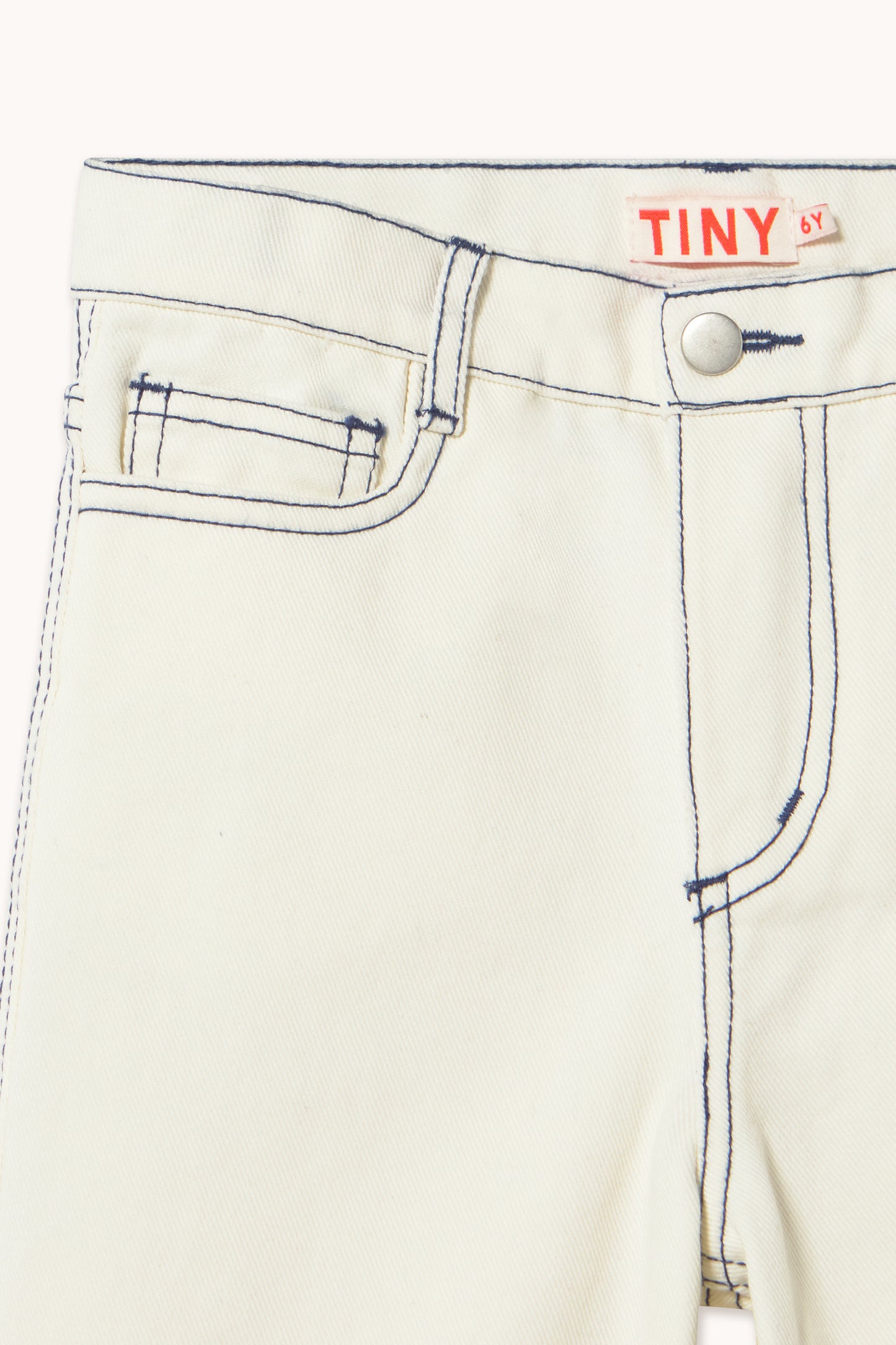 Tinycottons - Contrast Blue Denim Jeans Off-White | Unisex Jeans AW26