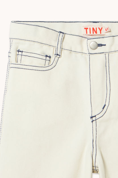 Tinycottons - Contrast Blue Denim Jeans Off-White | Unisex Jeans AW26