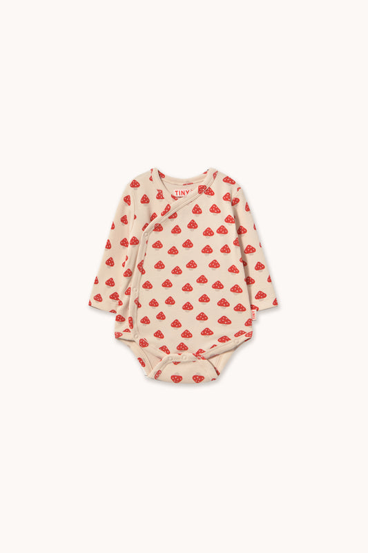 Tinycottons - Mini Mushrooms Rib Crossed Body | Baby Overslag Romper Lange Mouw