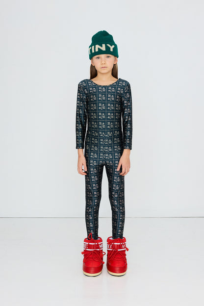 Tinycottons - Dots Flowers Shiny Leggings Ink Blue | Meisjes Legging AW26