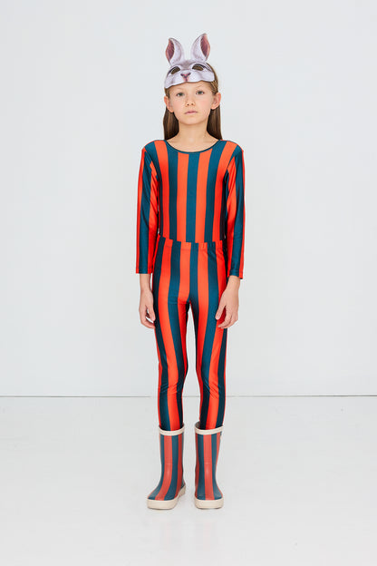 Tinycottons - Red-Blue Stripes Shiny Leggings | Glanzende Kinderlegging AW26