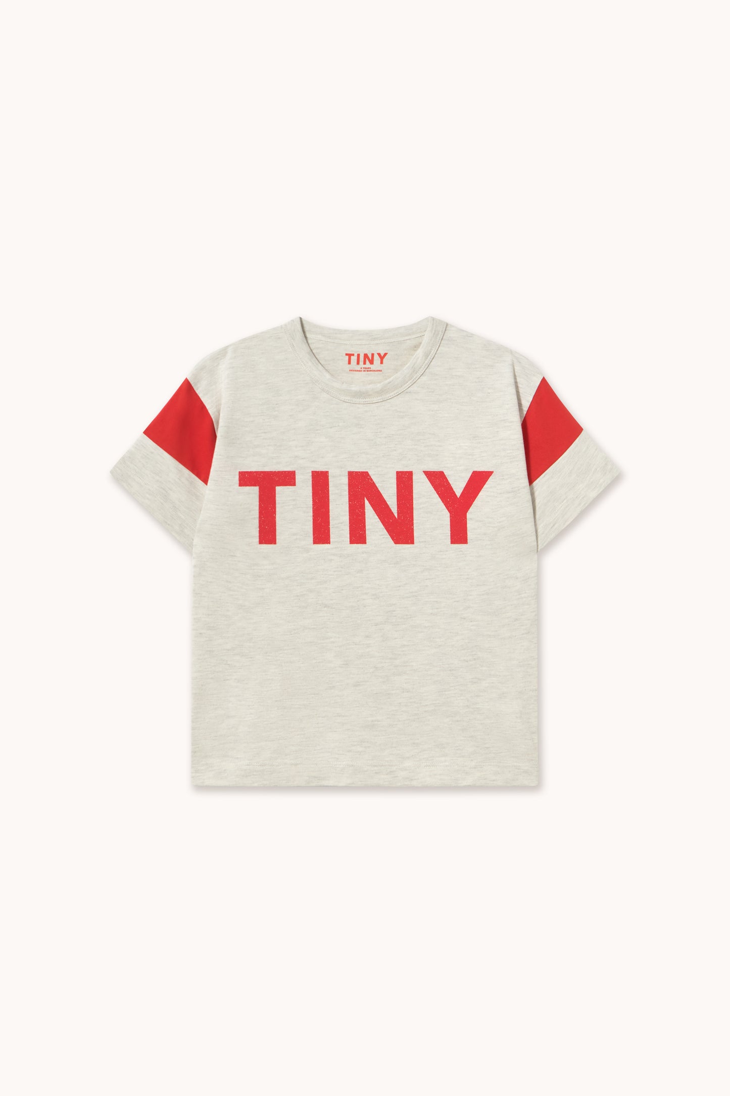 Tinycottons - Tiny Logo Color Block Tee Cream Heather | Unisex Kinder T-shirt AW26