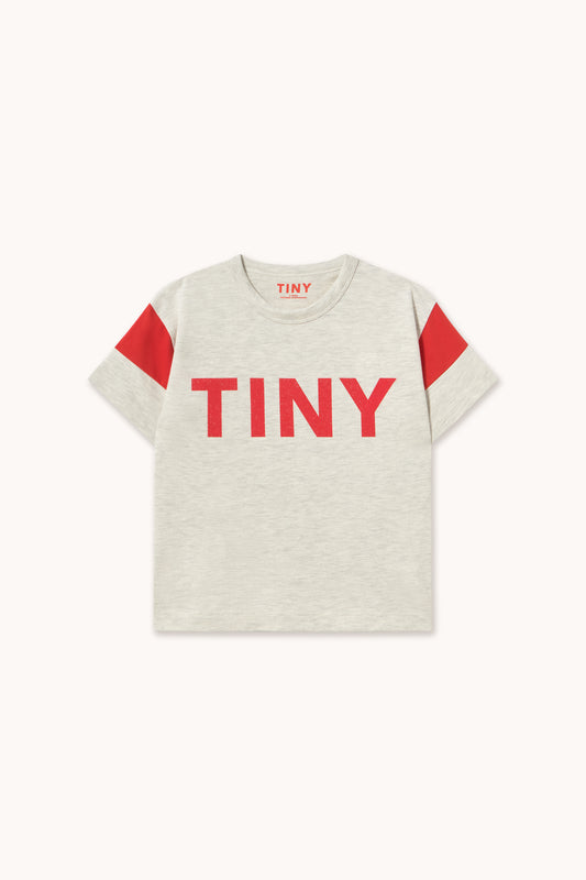 Tinycottons - Tiny Logo Color Block Tee Cream Heather | Unisex Kinder T-shirt AW26