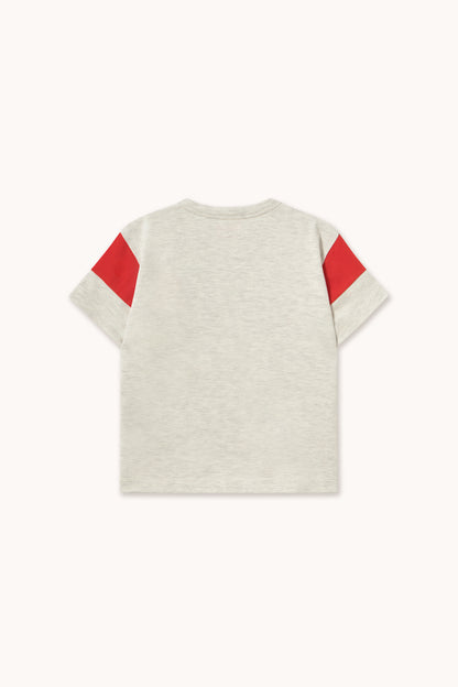 Tinycottons - Tiny Logo Color Block Tee Cream Heather | Unisex Kinder T-shirt AW26