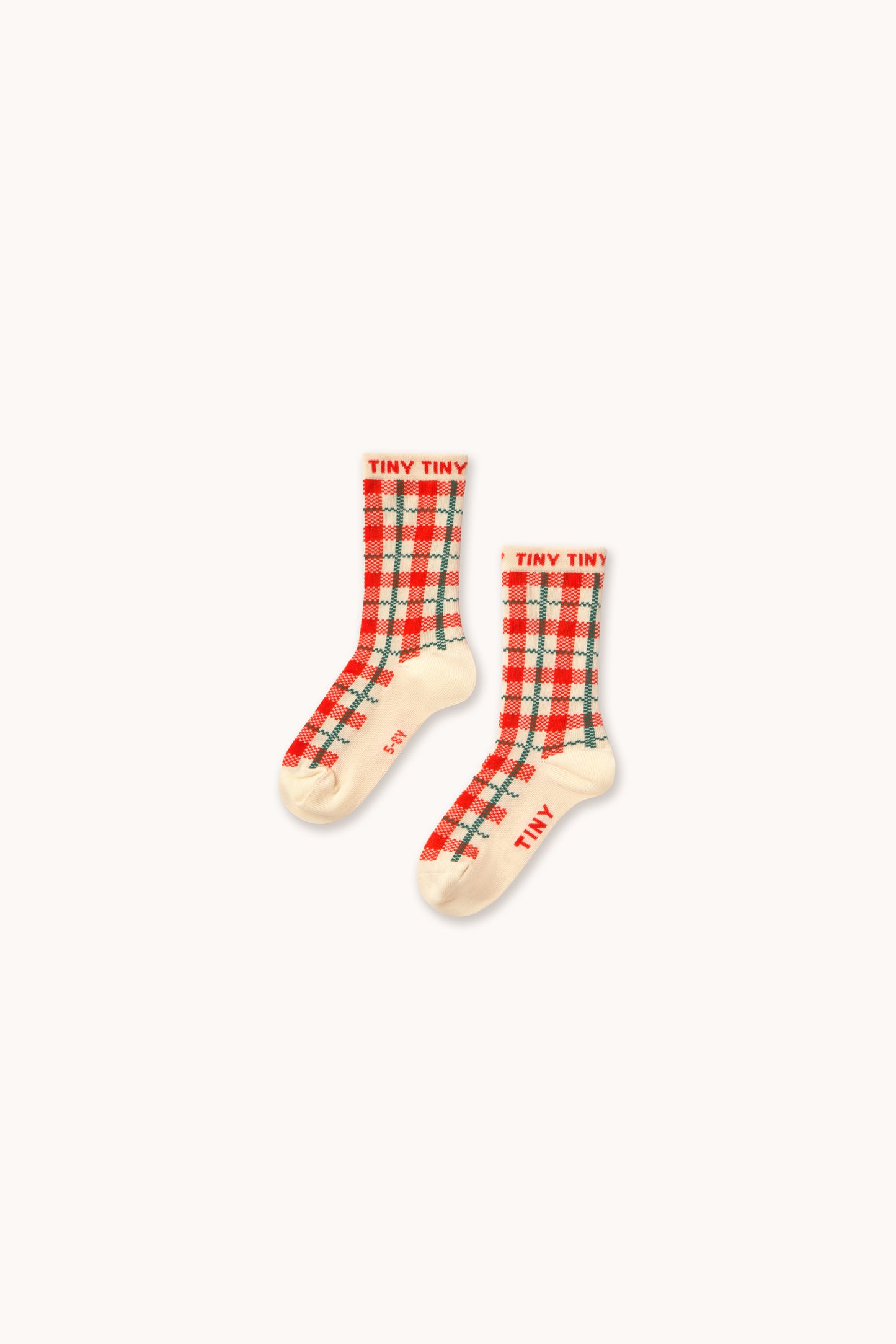 Tinycottons - Cream Check Medium Socks | Light Cream