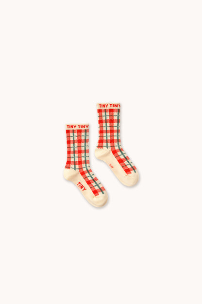 Tinycottons - Cream Check Medium Socks | Light Cream