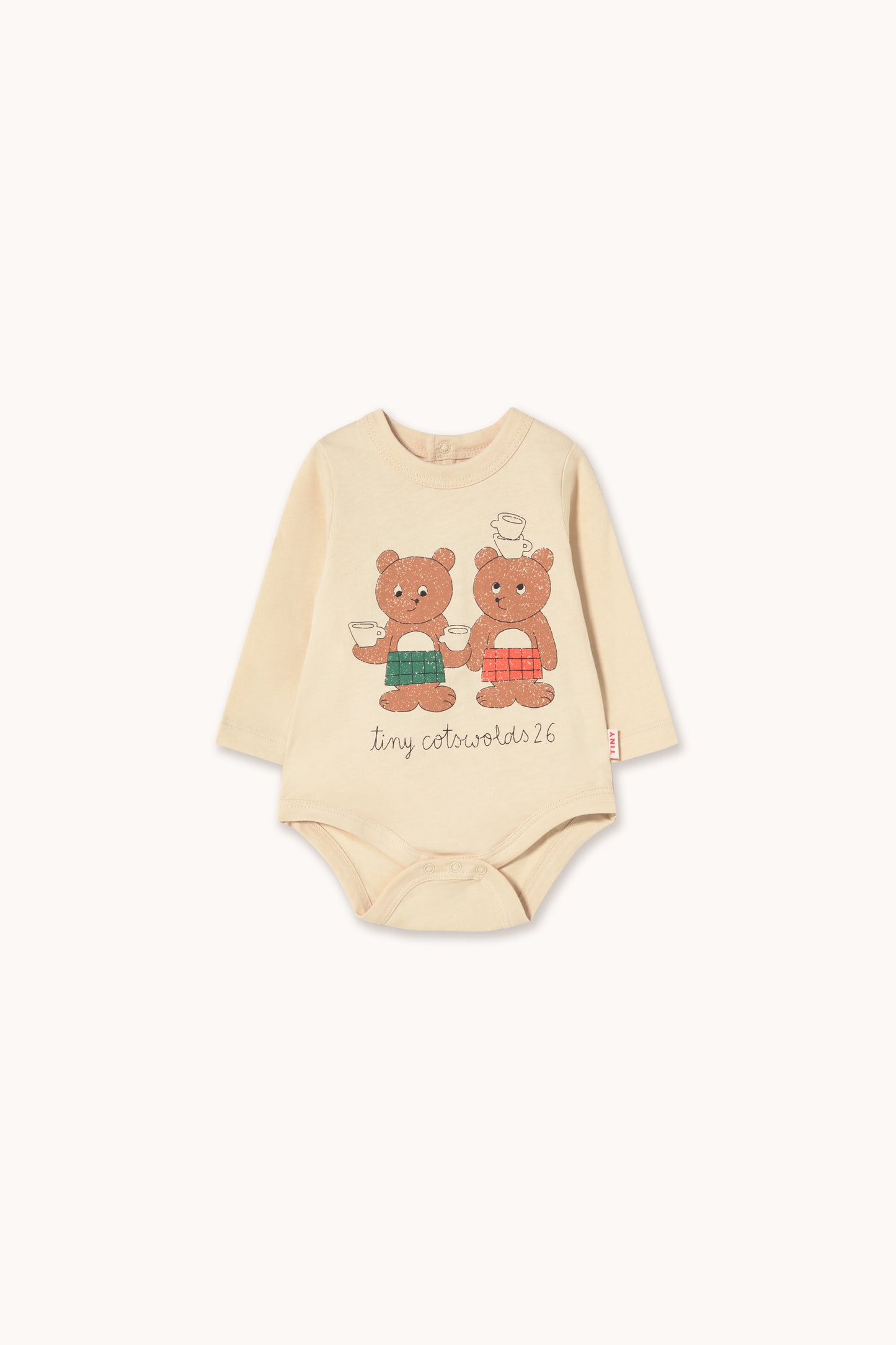 Tinycottons - Tiny Tea Room Graphic Body | Vanilla | Baby Romper Lange Mouw