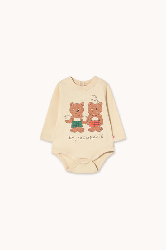 Tinycottons - Tiny Tea Room Graphic Body | Vanilla | Baby Romper Lange Mouw