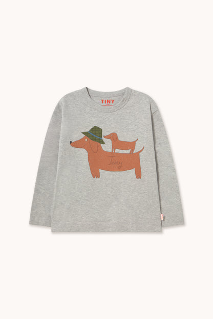 Tinycottons - Two Dogs Graphic Longsleeve Medium Grey Heather | Unisex Longsleeve AW26