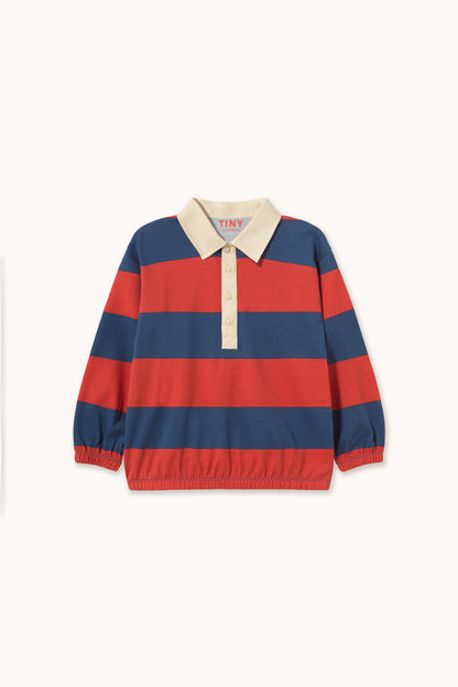 Tinycottons - Dark Red Stripes Polo Sweatshirt | Dark Red