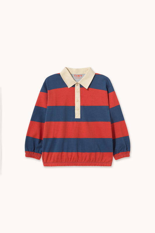 Tinycottons - Dark Red Stripes Polo Sweatshirt | Dark Red