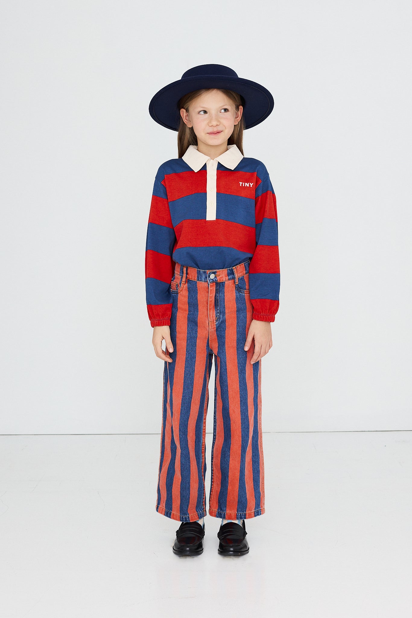Tinycottons - Dark Red Stripes Polo Sweatshirt | Dark Red