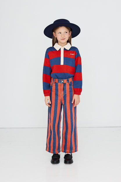 Tinycottons - Dark Red Stripes Polo Sweatshirt | Dark Red
