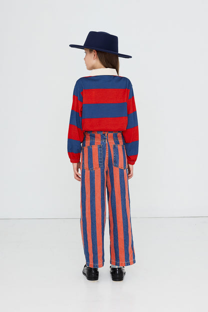 Tinycottons - Dark Red Stripes Polo Sweatshirt | Dark Red