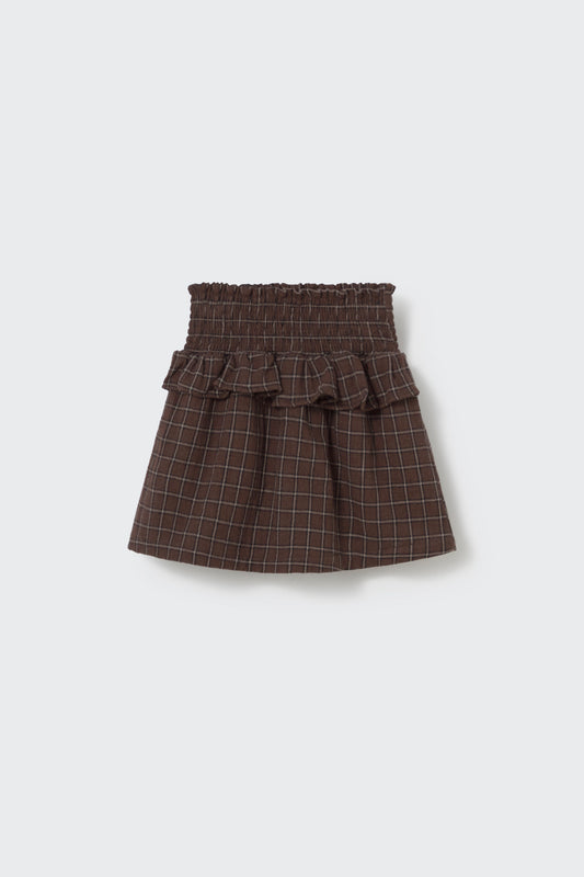 Cozmo - Textured Plaid Check Rok | Brown