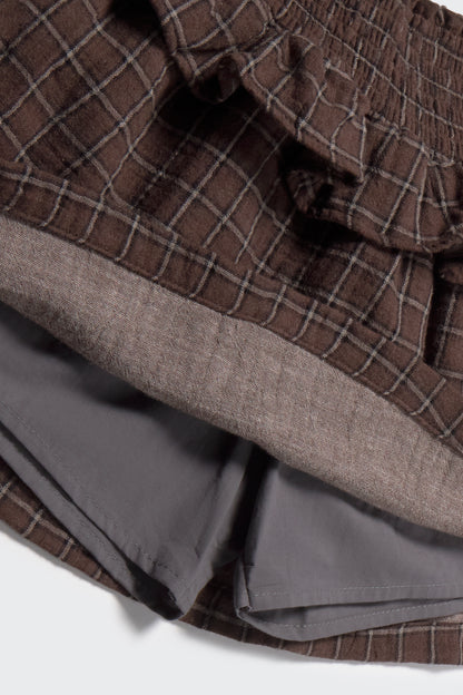 Cozmo - Textured Plaid Check Rok | Brown
