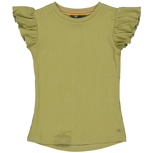 Meisjes T-shirt Cedar Groen met Ruches