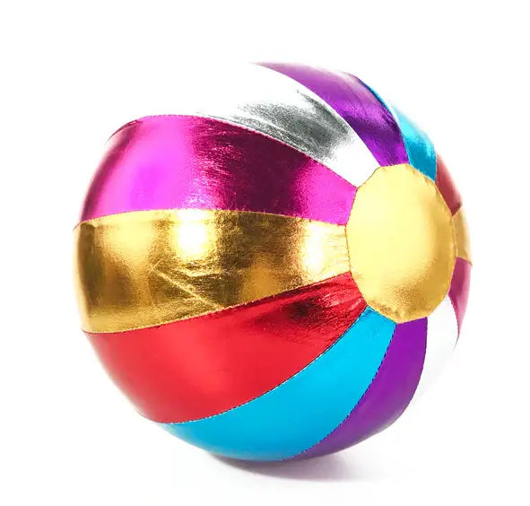 Kleurrijke Ratatam! Circusbal in metallic turquoise, goud, zilver en roze, perfect voor binnenspeelplezier.