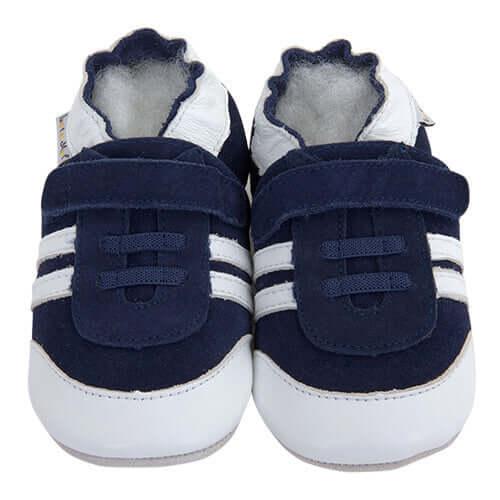 Baby soft leather slippers navy