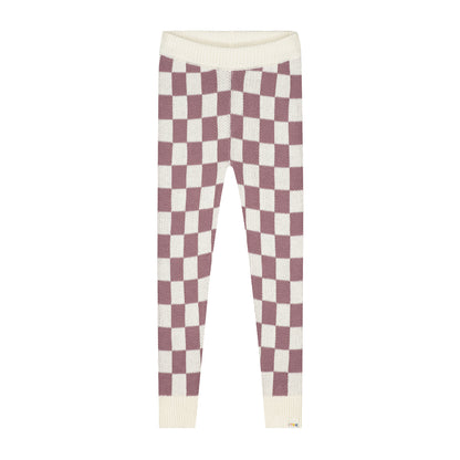 Yuki - Checkered Knitted Leggings mauve
