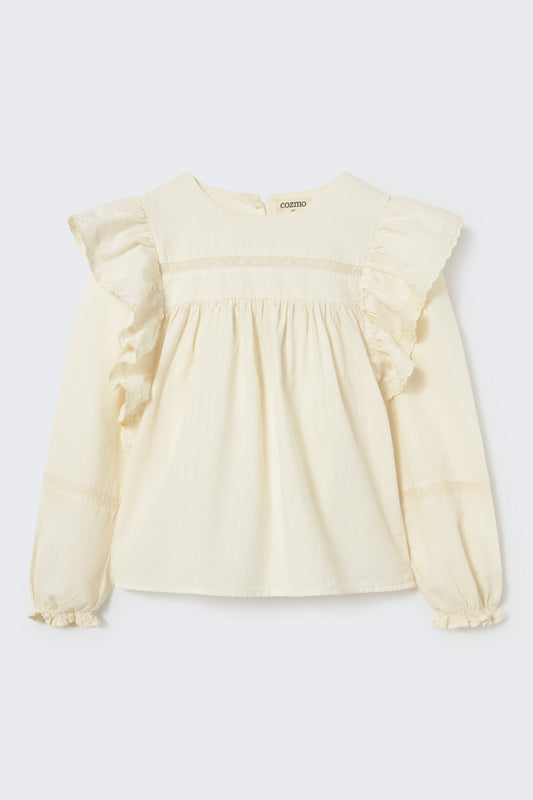 Cozmo - DALIA Jacquard Voile Blouse | Ivory