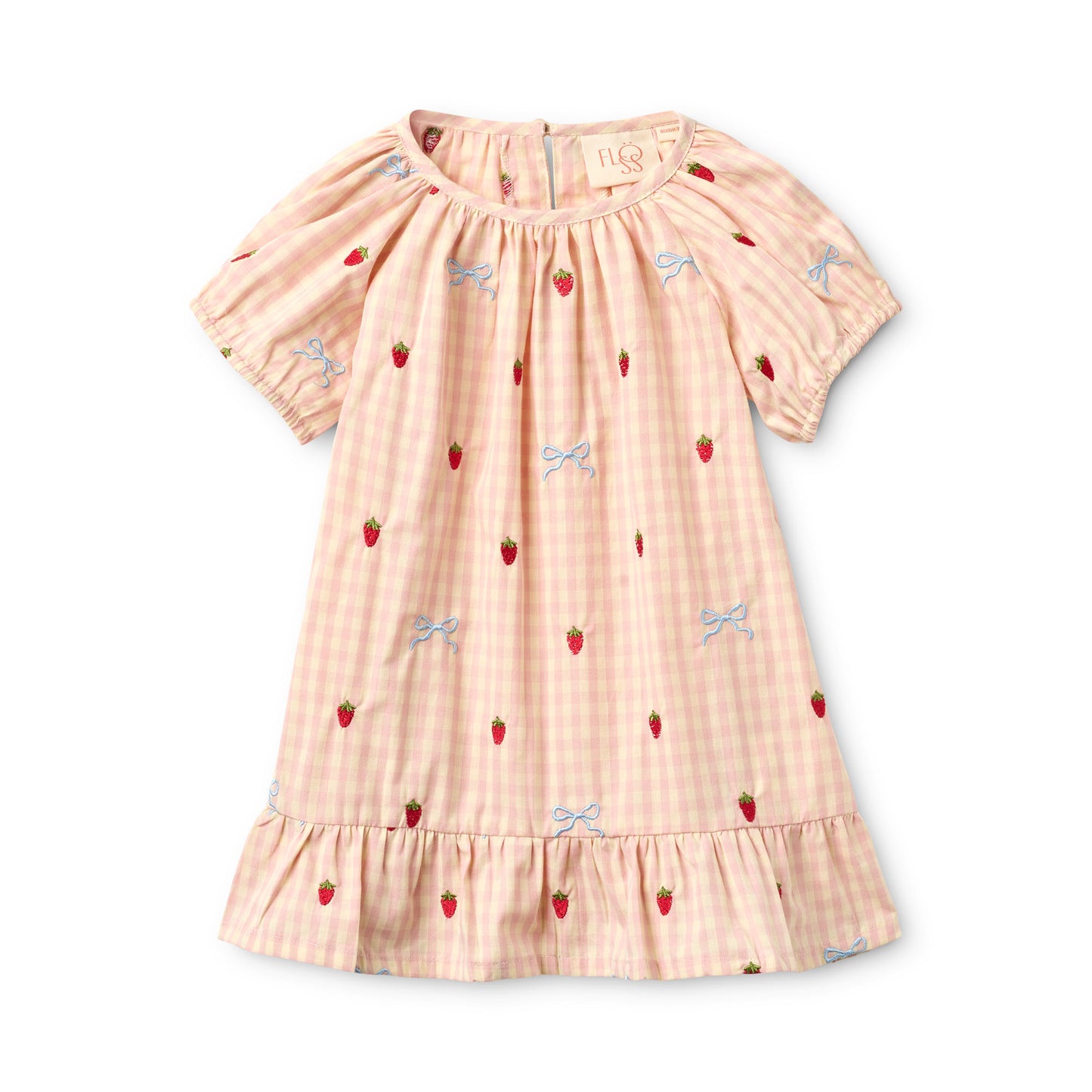 Flöss - Dolly Bow Dress Berry Bow Gingham voor Baby’s en Meisjes