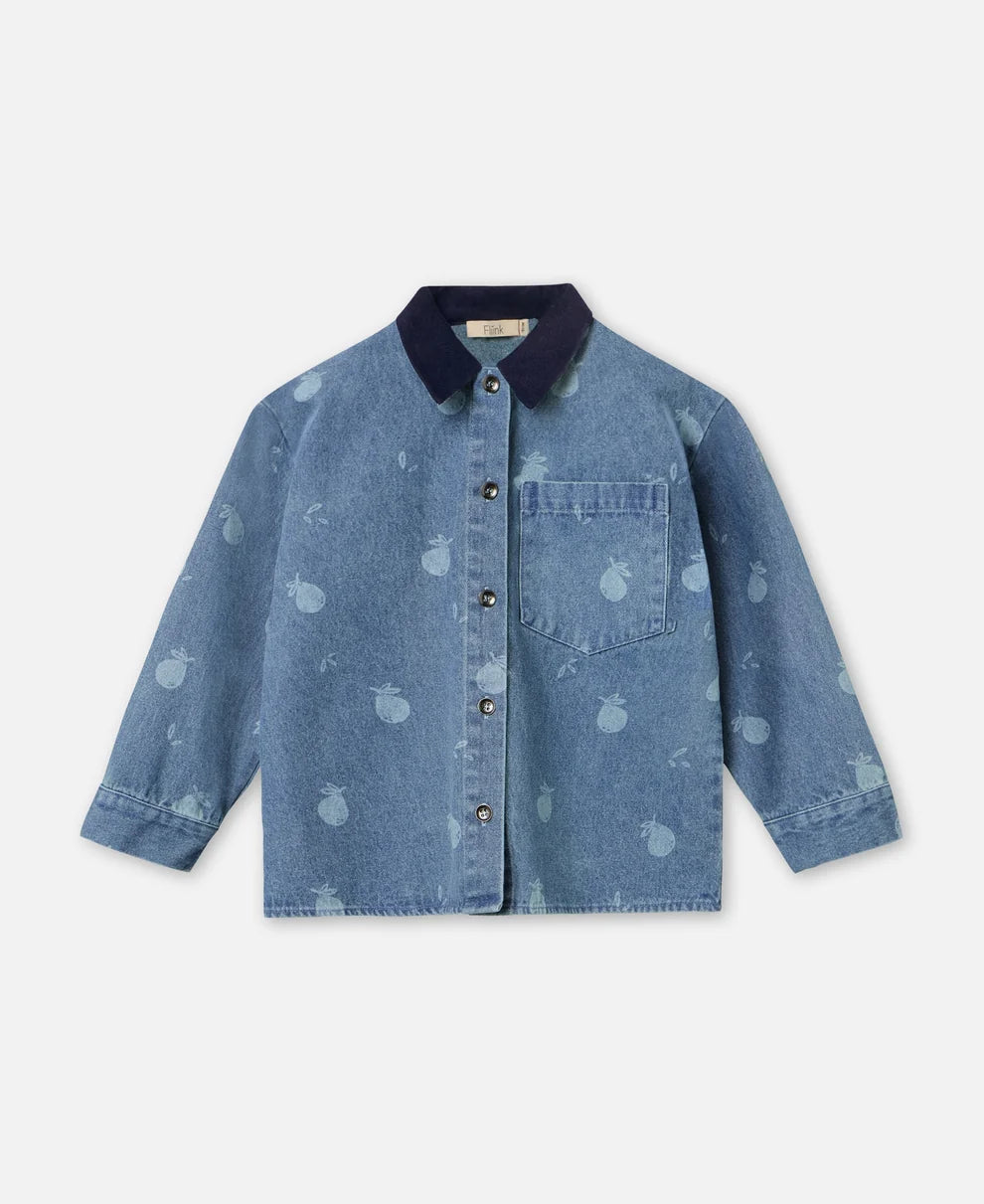Fliink - Don Denim Shirt | Medium Blue AOP