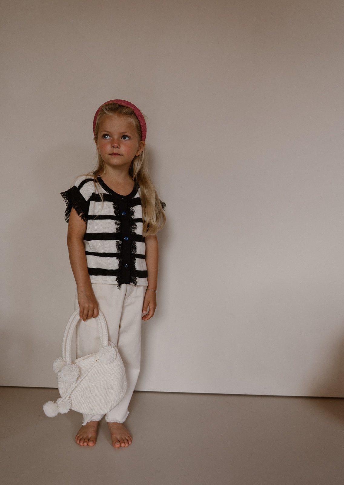 Navy Natural – Claire Striped Ruffle Gillet