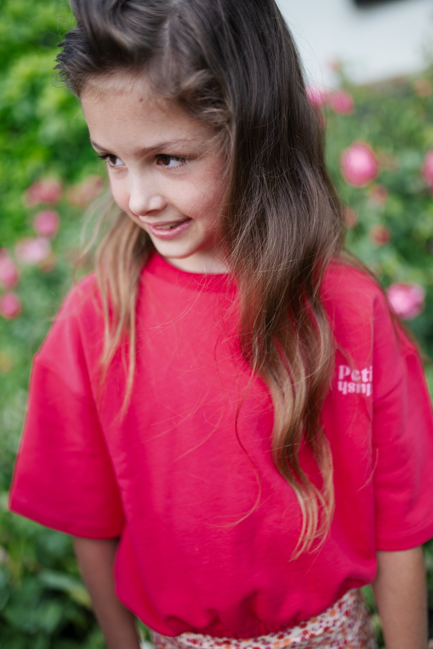 Petit Blush - Meisjes T-Shirt met Elastische Taille | Raspberry Wine