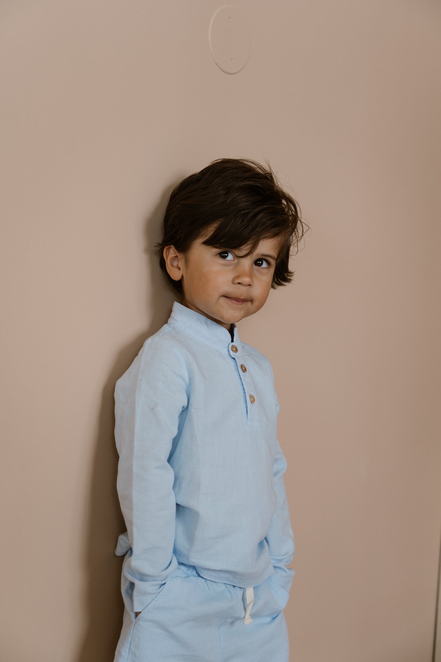 Navy Natural - Boys polo light blue