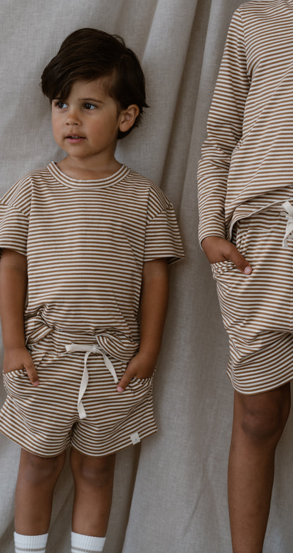 Navy Natural - Niels short biscuit stripe