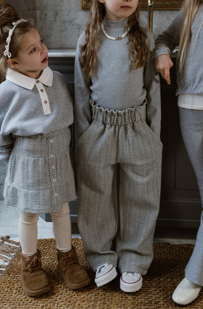 Navy Natural - Wide Leg Grey melange