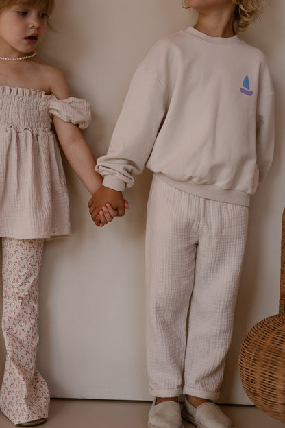 Navy Natural – Mex Pants Almond Mousseline